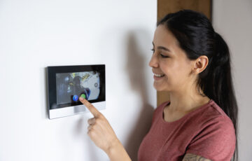 Intercom System With Wall-Mounted Touchscreen Control Panel For Two-Way Communication, Unlocking Doors or Gates
